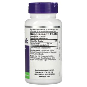 Thực phẩm bổ sung Natrol Yohimbe Bark 500 mg 90 Capsules 047469022761