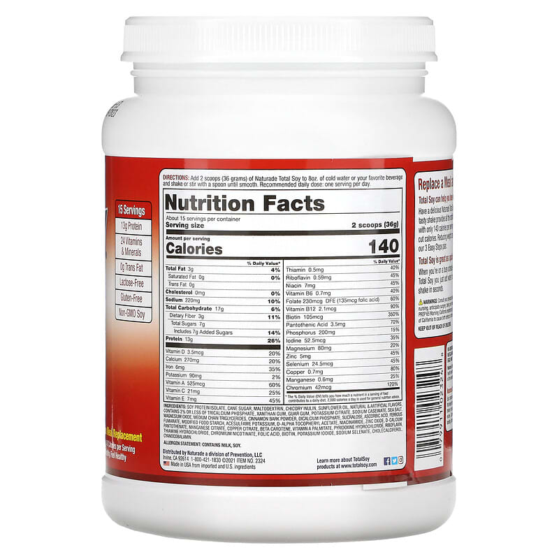 Naturade Total Soy Weight Loss Shake Horchata 1.2 lbs (540 g) 2 Thực phẩm bổ sung Naturade Total Soy Weight Loss Shake Horchata 1.2 lbs (540 g) 079911023248