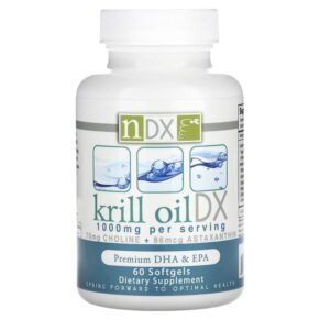 Thực phẩm chức năng Natural Dynamix (NDX) Krill Oil DX Premium DHA & EPA 500 mg 60 Softgels 761584262634