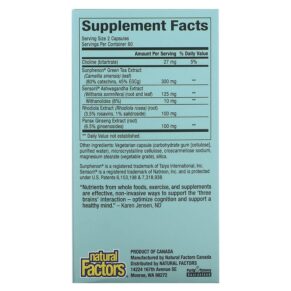 Thực phẩm bổ sung Natural Factors 3 Brains Serene Mind 120 Vegetarian Capsules 068958030579