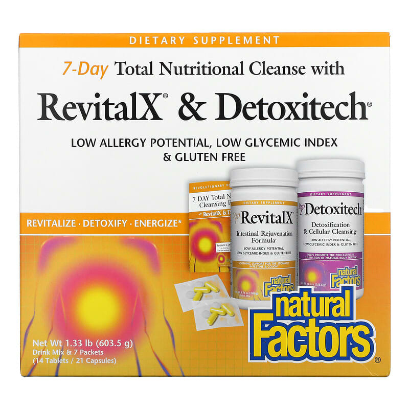 Natural Factors 7-Day Total Nutritional Cleansing with RevitalX & Detoxitech 1.33 lb (603.5 g) 8 Thực phẩm chức năng Natural Factors 7-Day Total Nutritional Cleansing with RevitalX & Detoxitech 1.33 lb (603.5 g) 068958071558
