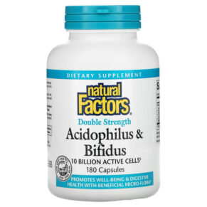 Thực phẩm chức năng Natural Factors Acidophilus & Bifidus Double Strength 10 Billion 180 Capsules 068958018065