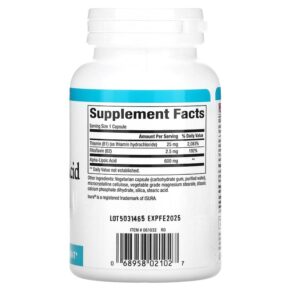 Thực phẩm bổ sung Natural Factors Alpha-Lipoic Acid with B1 & B2 600 mg 60 Vegetarian Capsules 068958021027