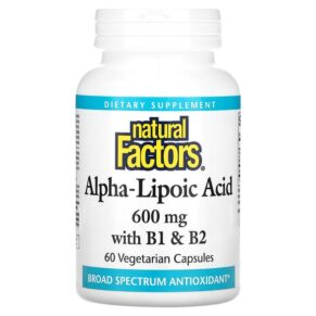 Thực phẩm chức năng Natural Factors Alpha-Lipoic Acid with B1 & B2 600 mg 60 Vegetarian Capsules 068958021027