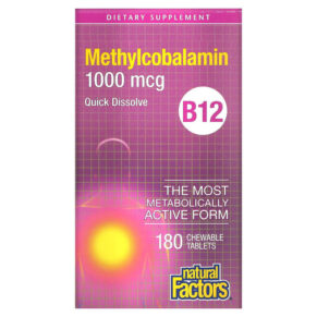 Thực phẩm chức năng Natural Factors B12 Methylcobalamin 1.000 mcg 180 Chewable Tablets 068958012438