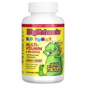 Thực phẩm chức năng Natural Factors Big Friends Chewable Multi-Vitamin & Minerals Jungle Berry 60 Chewable Tablets 068958015491
