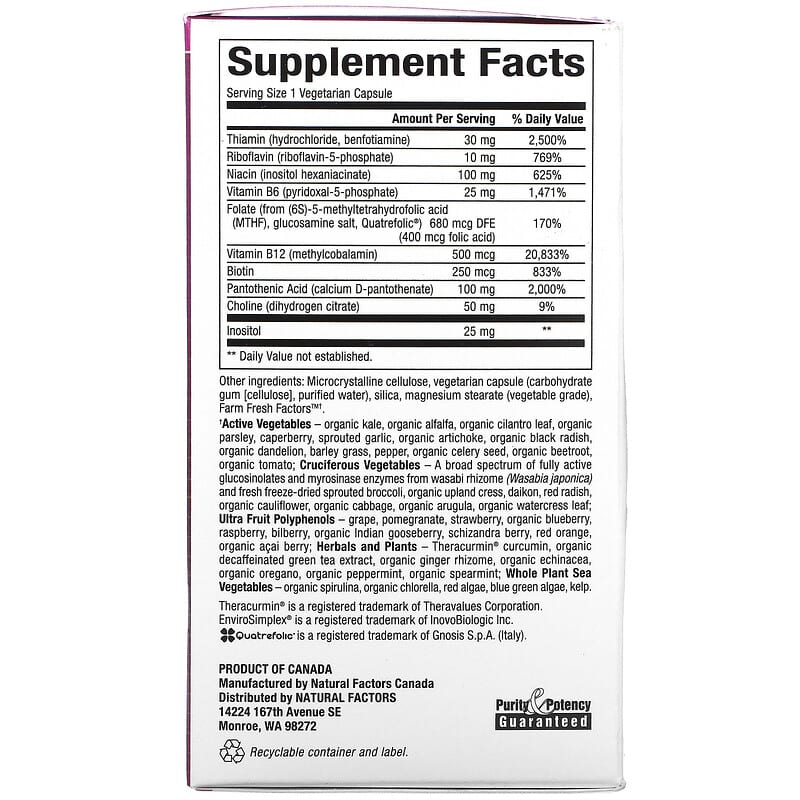 Natural Factors BioCoenzymated Active B Complex 60 Vegetarian Capsules 2 Thực phẩm bổ sung Natural Factors BioCoenzymated Active B Complex 60 Vegetarian Capsules 068958011325