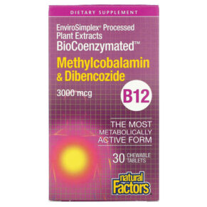 Thực phẩm chức năng Natural Factors BioCoenzymated B12 Methylcobalamin & Dibencozide 3.000 mcg 30 Chewable Tablets 068958012537