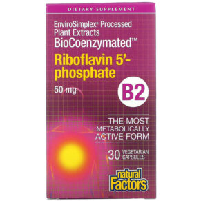 Thực phẩm chức năng Natural Factors BioCoenzymated B2 Riboflavin 5'-Phosphate 50 mg 30 Vegetarian Capsules 068958012490