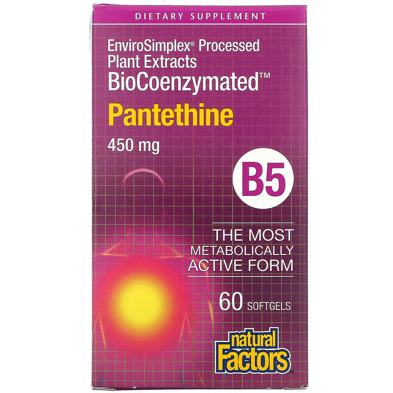 Natural Factors BioCoenzymated B5 Pantethine 450 mg 60 Softgels 8 Thực phẩm chức năng Natural Factors BioCoenzymated B5 Pantethine 450 mg 60 Softgels 068958012506