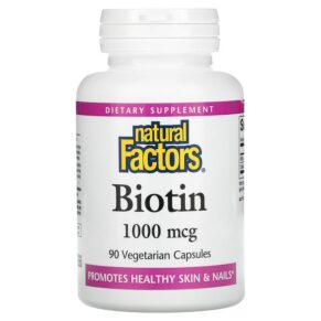 Thực phẩm chức năng Natural Factors Biotin 1.000 mcg 90 Vegetarian Capsules 068958012612