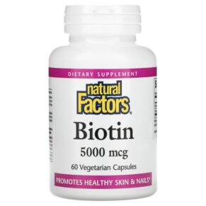 Thực phẩm chức năng Natural Factors Biotin 5.000 mcg 60 Vegetarian Capsules 068958012629