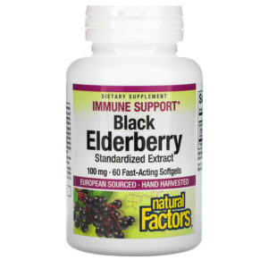 Thực phẩm chức năng Natural Factors Black Elderberry 100 mg 60 Fast-Acting Softgels 068958047065