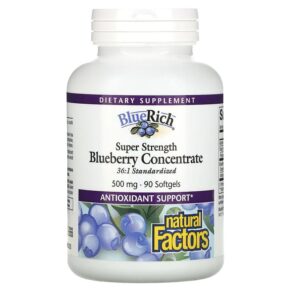 Thực phẩm chức năng Natural Factors BlueRich Super Strength Blueberry Concentrate 500 mg 90 Softgels 068958045160