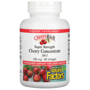 Thực phẩm chức năng Natural Factors Cherry Concentrate Super Strength 500 mg 90 Softgels 068958045252