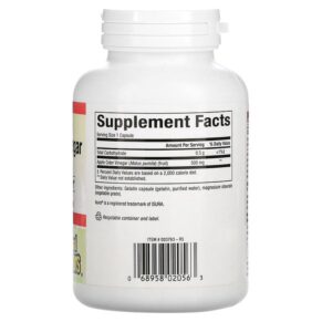 Thực phẩm bổ sung Natural Factors Fermented Apple Cider Vinegar 500 mg 180 Easy to Swallow Capsules 068958020563