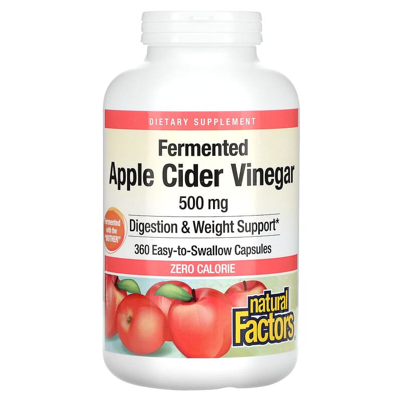 Natural Factors Fermented Apple Cider Vinegar 500 mg 360 Easy-to -Swallow Capsules 8 Thực phẩm chức năng Natural Factors Fermented Apple Cider Vinegar 500 mg 360 Easy-to -Swallow Capsules 068958020549
