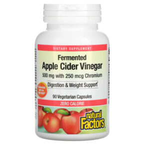 Thực phẩm chức năng Natural Factors Fermented Apple Cider Vinegar 500 mg 90 Vegetarian Capsules 068958020570