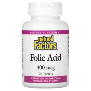 Thực phẩm chức năng Natural Factors Folic Acid 400 mcg 90 Tablets 068958012728