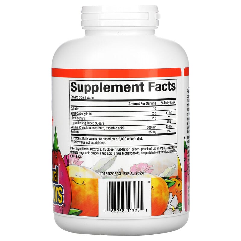 Natural Factors Fruit-Flavor Chew Vitamin C Peach Passionfruit and Mango 500 mg 180 Chewable Wafers 2 Thực phẩm bổ sung Natural Factors Fruit-Flavor Chew Vitamin C Peach Passionfruit and Mango 500 mg 180 Chewable Wafers 068958013251