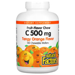 Thực phẩm chức năng Natural Factors Fruit-Flavor Chew Vitamin C Tangy Orange 500 mg 180 Chewable Wafers 068958013312