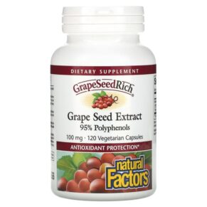 Thực phẩm chức năng Natural Factors GrapeSeedRich Grape Seed Extract 100 mg 120 Vegetarian Capsules 068958045405