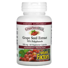 Thực phẩm chức năng Natural Factors GrapeSeedRich Grape Seed Extract 100 mg 60 Vegetarian Capsules 068958045351