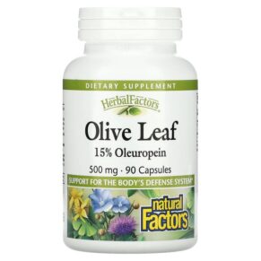 Thực phẩm chức năng Natural Factors HerbalFactors Olive Leaf 500 mg 90 Capsules 068958045702