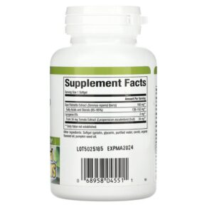 Thực phẩm bổ sung Natural Factors HerbalFactors Saw Palmetto with Lycopene 60 Softgels 068958045511