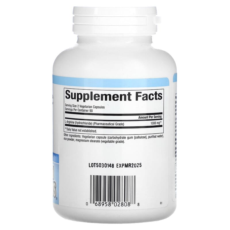 Natural Factors L-Arginine 500 mg 180 Vegetarian Capsules 2 Thực phẩm bổ sung Natural Factors L-Arginine 500 mg 180 Vegetarian Capsules 068958028088