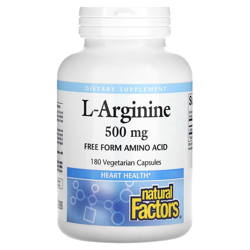 Natural Factors L-Arginine 500 mg 180 Vegetarian Capsules 8 Thực phẩm chức năng Natural Factors L-Arginine 500 mg 180 Vegetarian Capsules 068958028088