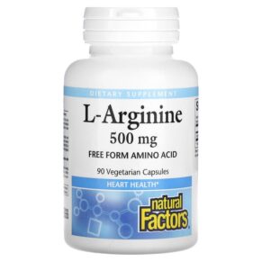 Thực phẩm chức năng Natural Factors L-Arginine 500 mg 90 Vegetarian Capsules 068958028217
