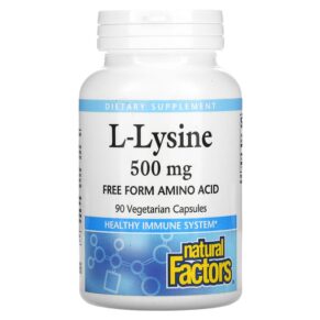 Thực phẩm chức năng Natural Factors L-Lysine 500 mg 90 Vegetarian Capsules 068958028231