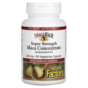 Thực phẩm chức năng Natural Factors Maca Rich Maca Concentrate Super Strength 500 mg 90 Vegetarian Capsules 068958045375