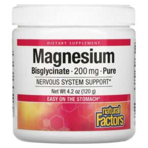 Thực phẩm chức năng Natural Factors Magnesium Bisglycinate Pure 200 mg 4.2 oz (120 g) 068958016429