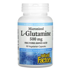 Thực phẩm chức năng Natural Factors Micronized L-Glutamine 500 mg 90 Vegetarian Capsules 068958028200