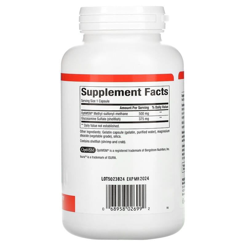 Natural Factors MSM & Glucosamine Sulfate 180 Capsules 2 Thực phẩm bổ sung Natural Factors MSM & Glucosamine Sulfate 180 Capsules 068958026992