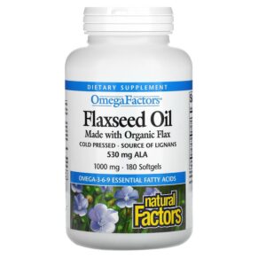 Thực phẩm chức năng Natural Factors OmegaFactors Flaxseed Oil 1.000 mg 180 Softgels 068958022116