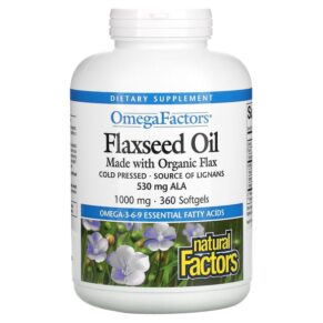 Thực phẩm chức năng Natural Factors OmegaFactors Flaxseed Oil 1000 mg 360 Softgels 068958022123