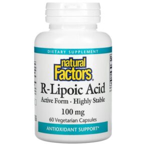 Thực phẩm chức năng Natural Factors R-Lipoic Acid 100 mg 60 Vegetarian Capsules 068958020945