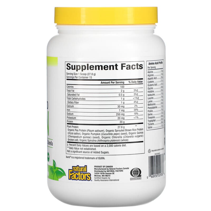 Natural Factors Raw Organic 100% Plant-Based Protein Natural Unflavored 0.9 lb (417 g) 2 Thực phẩm bổ sung Natural Factors Raw Organic 100% Plant-Based Protein Natural Unflavored 0.9 lb (417 g) 068958029368