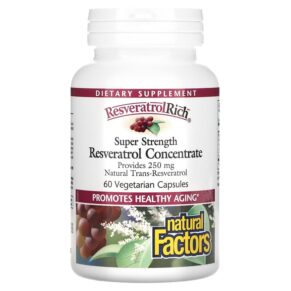 Thực phẩm chức năng Natural Factors ResveratrolRich Super Strength Resveratrol Concentrate 60 Vegetarian Capsules 068958045276