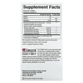 Thực phẩm bổ sung Natural Factors RxOmega-3 Ultra Strength 1075 mg 60 Softgels 068958354903