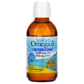 Thực phẩm chức năng Natural Factors Sea Rich Omega-3 1500 mg EPA/750 mg DHA with Vitamin D3 Lemon Meringue 6.76 fl oz (200 ml) 068958357447
