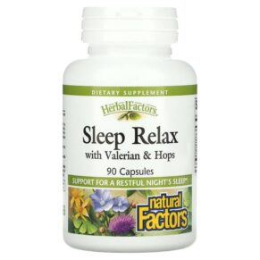 Thực phẩm chức năng Natural Factors Sleep Relax with Valerian & Hops 90 Capsules 068958046556