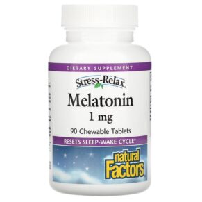 Thực phẩm chức năng Natural Factors Stress-Relax Melatonin 1 mg 90 Chewable Tablets 068958027135
