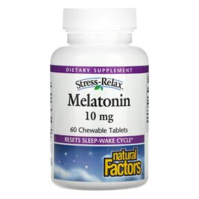 Thực phẩm chức năng Natural Factors Stress-Relax Melatonin 10 mg 60 Chewable Tablets 068958027197