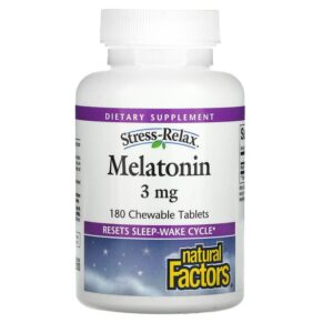 Thực phẩm chức năng Natural Factors Stress-Relax Melatonin 3 mg 180 Chewable Tablets 068958027166
