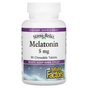 Thực phẩm chức năng Natural Factors Stress-Relax Melatonin 5 mg 90 Chewable Tablets 068958027173