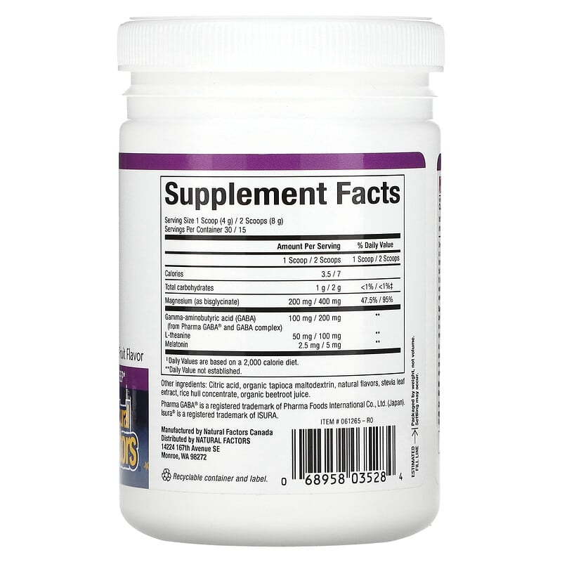 Natural Factors Stress-Relax Nighttime Magnesium Bisglycinate with Melatonin Gaba & L-Theanine Tropical Fruit 4.23 oz (120 g) 2 Thực phẩm bổ sung Natural Factors Stress-Relax Nighttime Magnesium Bisglycinate with Melatonin Gaba & L-Theanine Tropical Fruit 4.23 oz (120 g) 068958035284